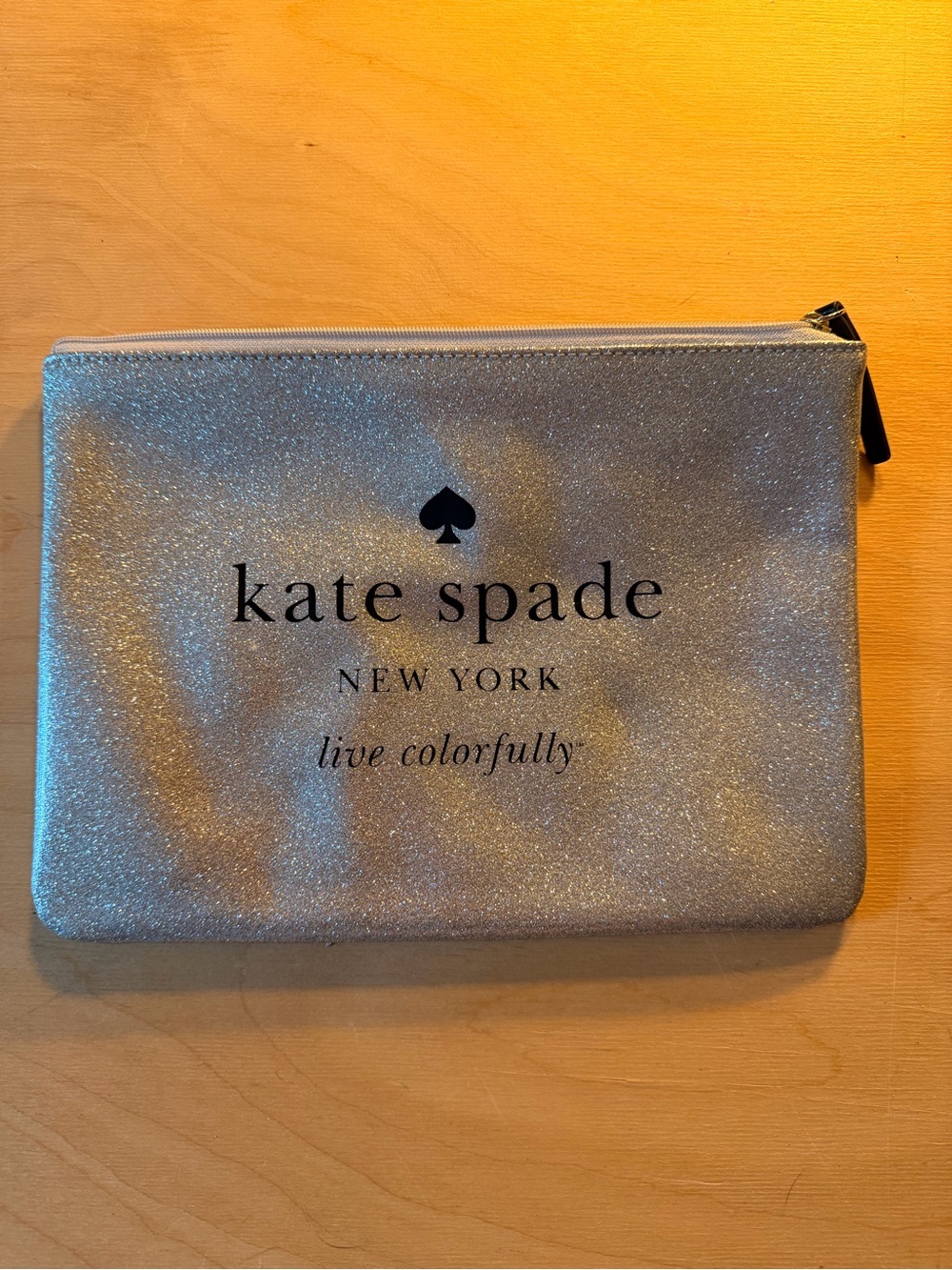 kate spade Silver Glitter Cosmetic Pouch